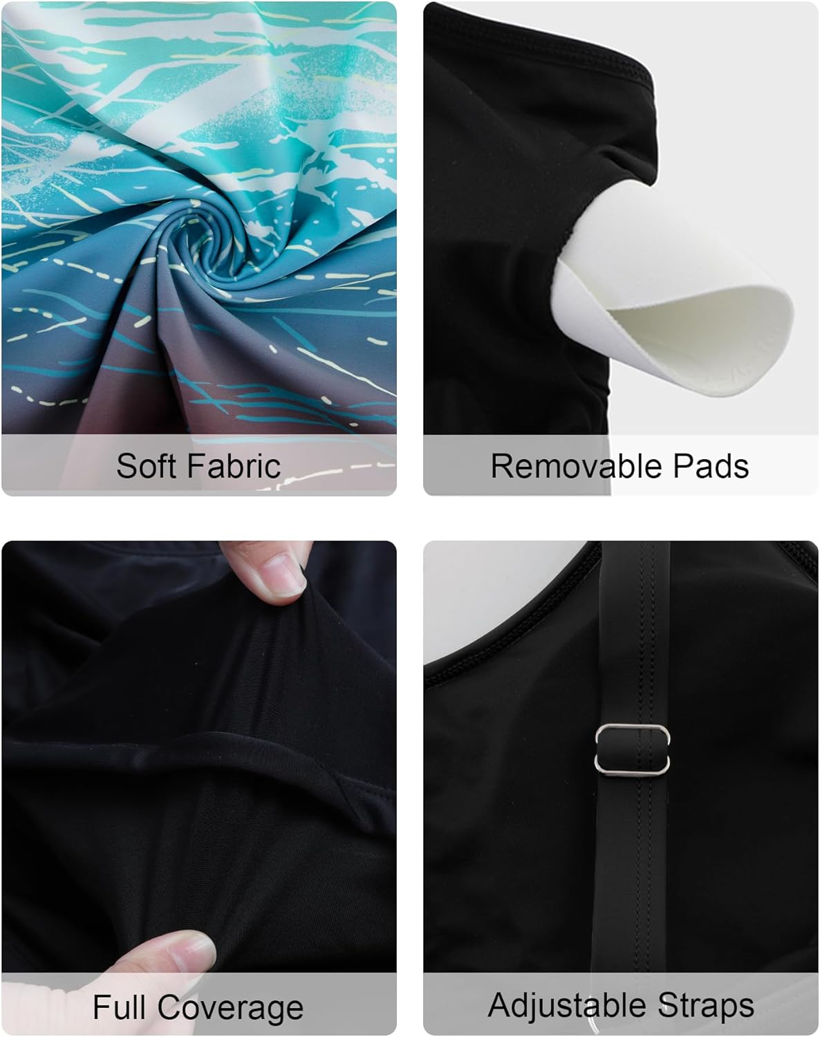 Arolina Tankini Swimsuits for Women Tummy Control Two Piece Bathing Suits Flowy Swim Tops with Boy Shorts - Image 5