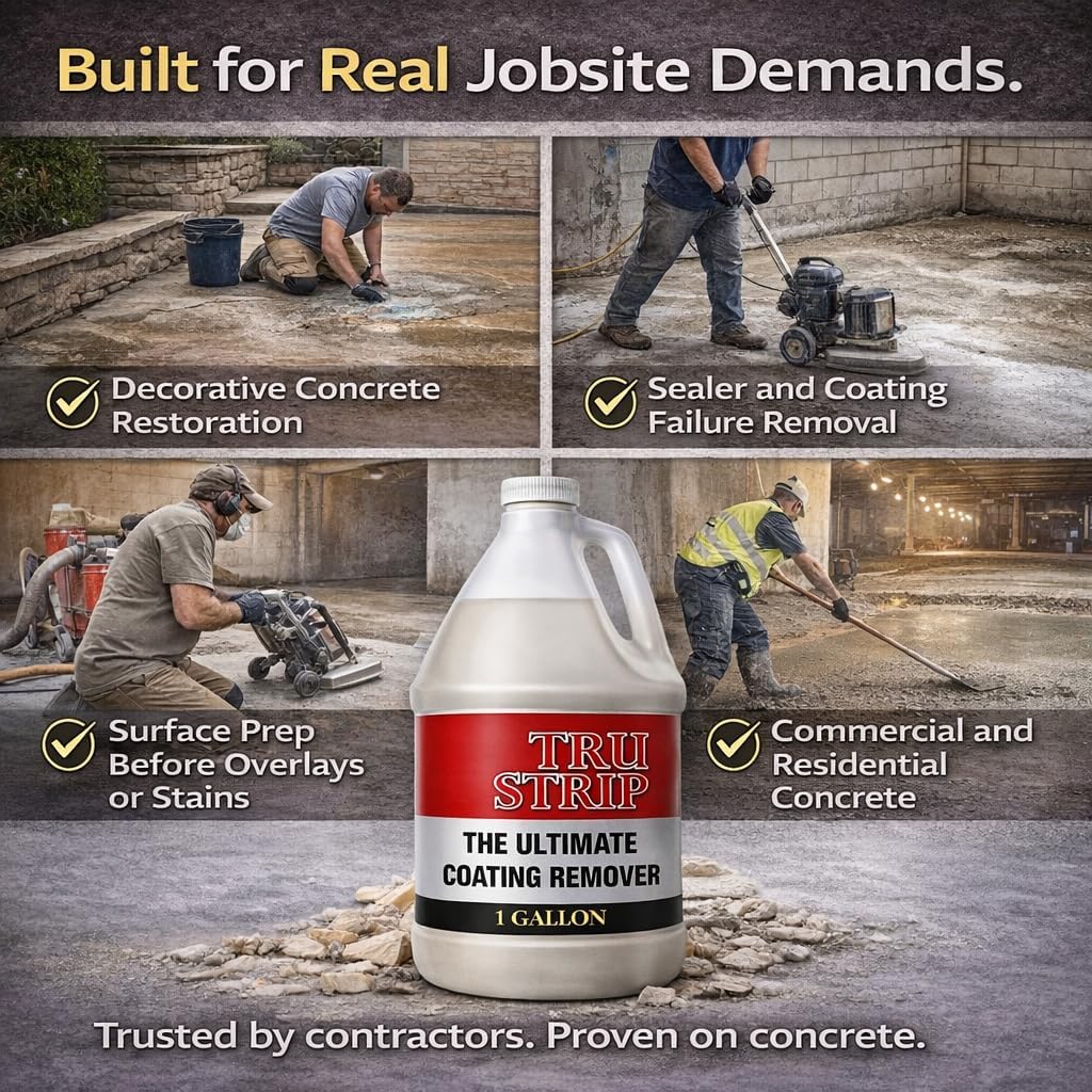 Tru-Strip Industrial Strength Concrete Sealer Stripper – (1 Gallon) Professional Coating & Sealer Remover for Acrylics, Urethanes, Glues, Epoxies – Water Cleanup, Industrial/DIY Surface Prep
