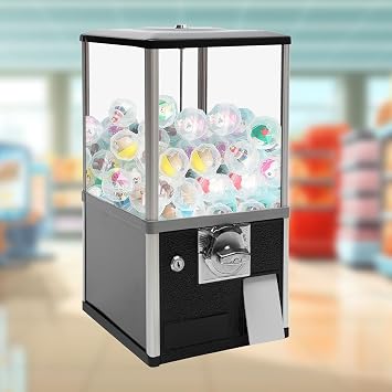 25 Cent Coin Vending Machine,21 Inch Commercial Gumball Machine,Freestanding Candy Gumball Machine,Prize Machine Candy Machine,Black