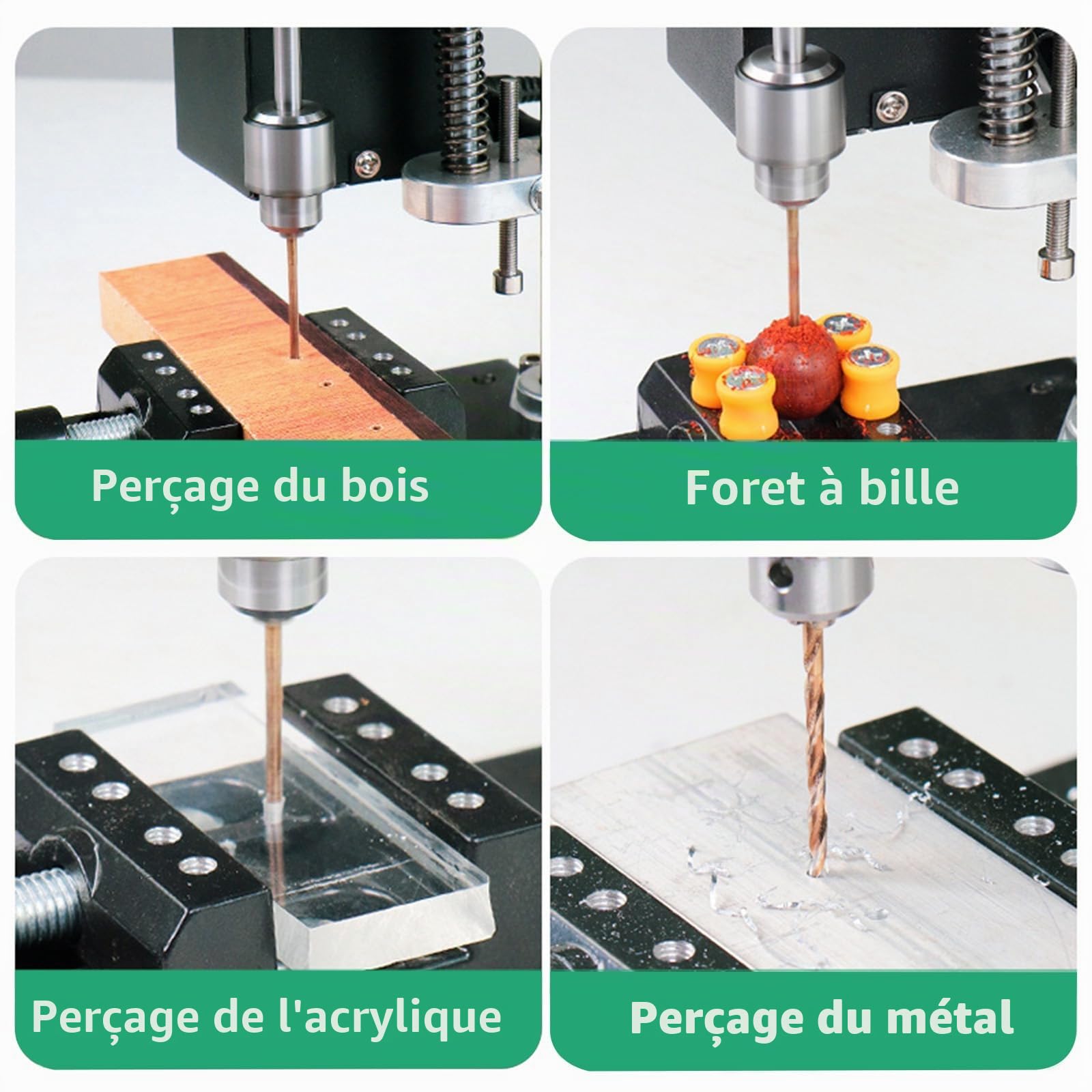 Mini Perceuse à Colonne d'établi, 200W 7 Vitesses Mini perceuse d'établi Perceuse Electrique Multifonction Réglage Hauteur 50mm Kit Table De Perceuse Forage De Banc