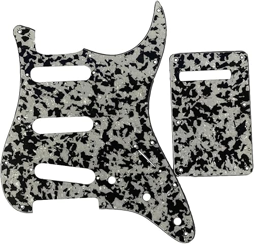 Miniatura 45 de KAISH Golpeador estilo ST/Strat de 11 agujeros SSS Pick Guard con placa trasera ST Trem cubierta para Stratocaster/Strat fabricado en Estados perla