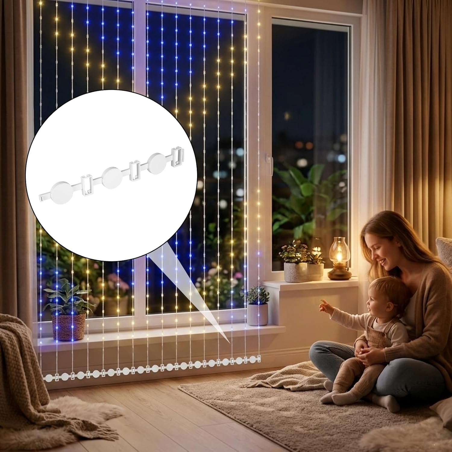 10Pcs Weighted Spacers Compatible with Govee smart Curtain Lights PRO Spacing 55mm - Compatible Curtain Light Spacer Clips to Prevent Tangling & Keep LEDs Straight