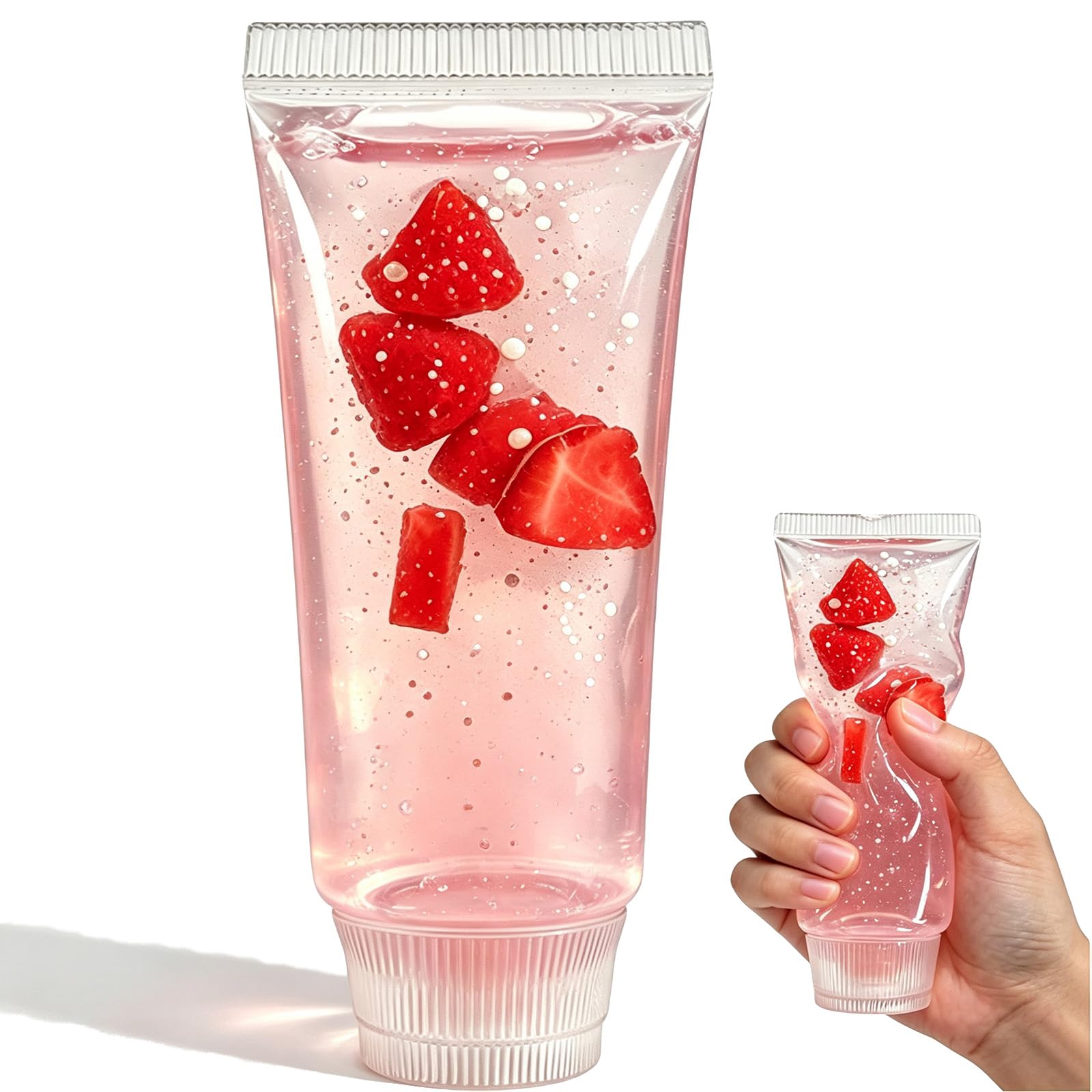 Strawberry Toothpaste Squishy, Fruit Chunk Filled Squeeze Fidget Toys