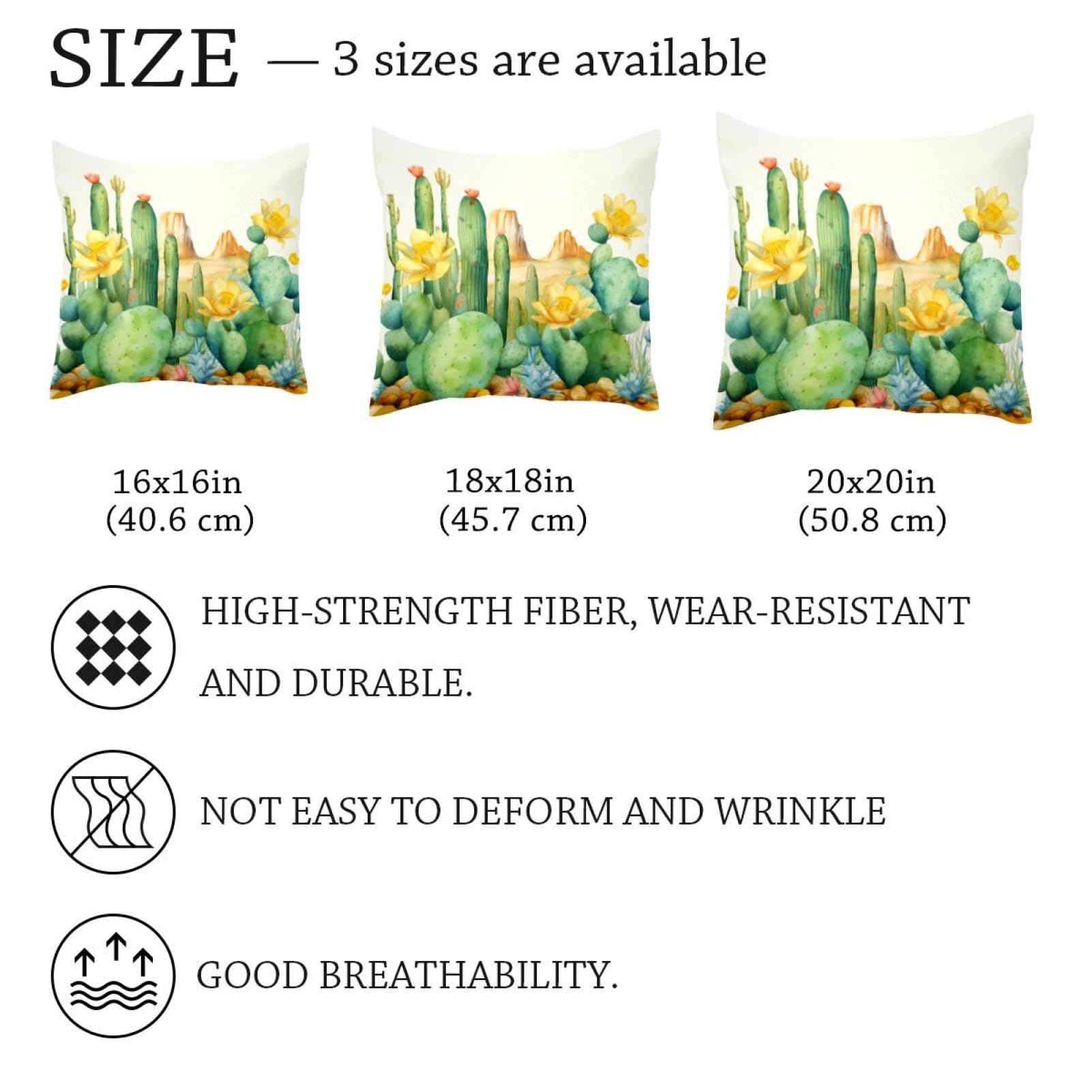 Federa decorativa per cuscino con fiori di cactus acquerello