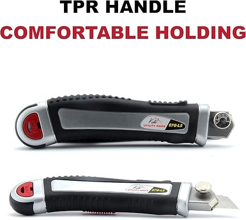 Miniatura 4 de Kutir - Cuchillo utilitario (juego de 2)  Juego de cuchillos de afeitar retráctiles, cuchillas adicionales reemplazables con carga automática