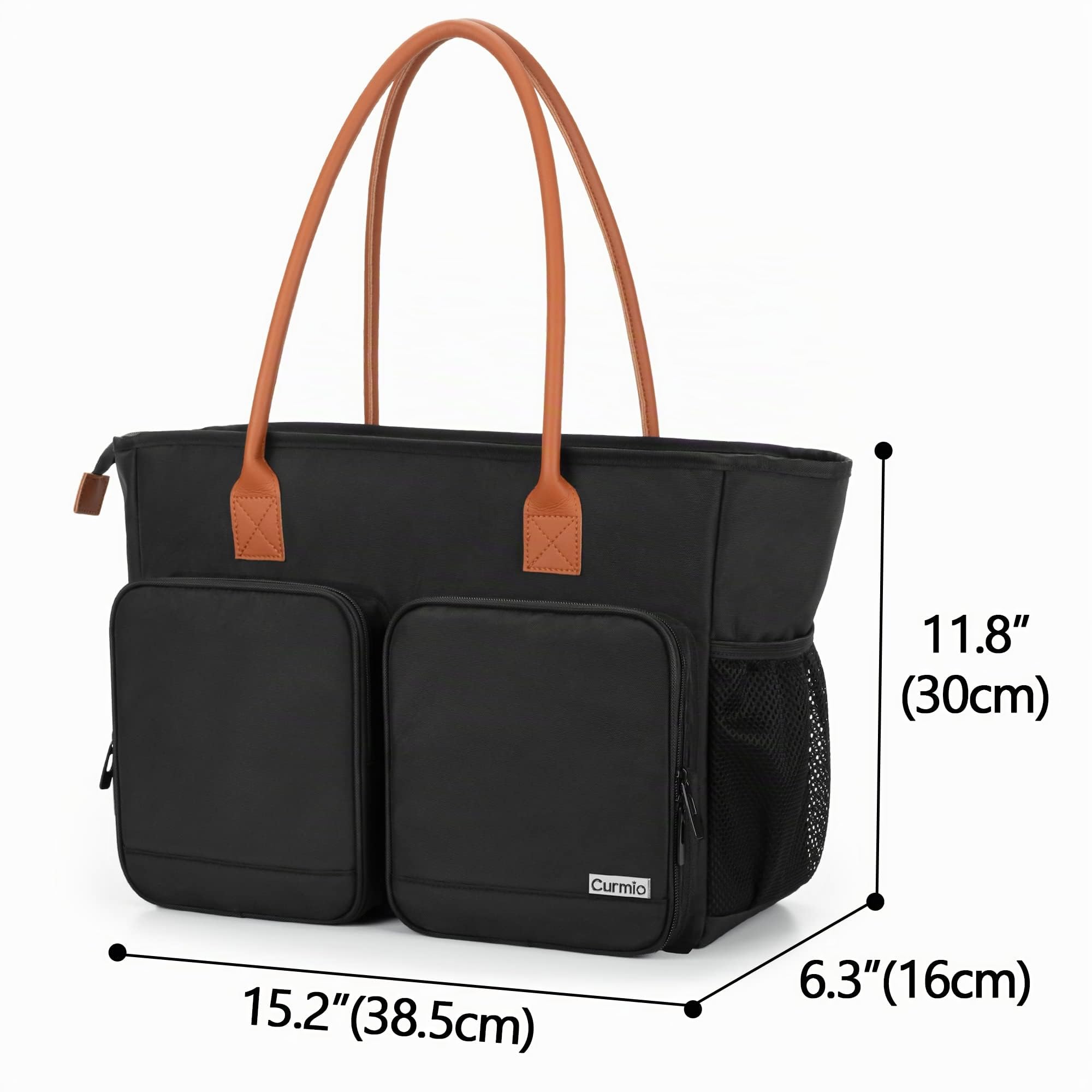 CURMIO Borsa da infermiera, borsa medica portatile con tracolla e custodia imbottita per computer portatile, per lavoro infermieristico, visite a casa, servizio sanitario, nero (solo borsa)