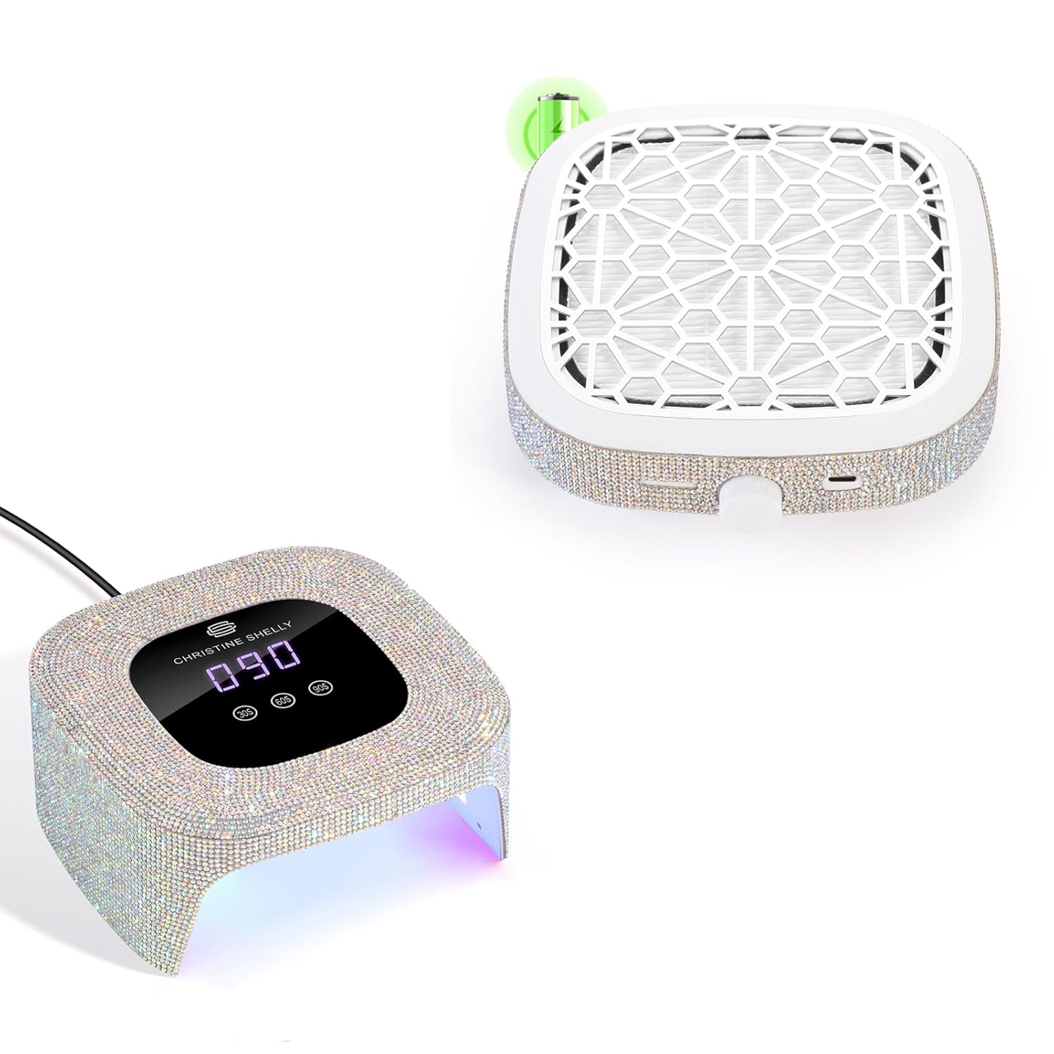 Nail Dust Collector, Rechargeable Dust Collector Nail Tech & 48W Mini UV LED Nail Lamp