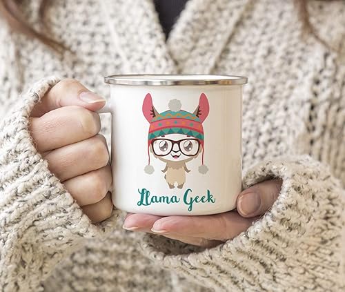 Vista 144 de Andaz Press Taza de café de acero inoxidable con temática de alpaca de llama de 11 onzas, regalo de broma, colorido bohemio con gráficos de llama