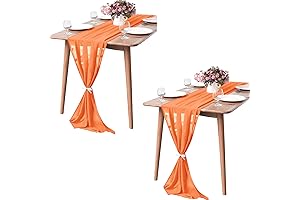2 Pack 10Ft Romantic Chiffon Orange Table Runner for Rustic Bridal & Baby Shower