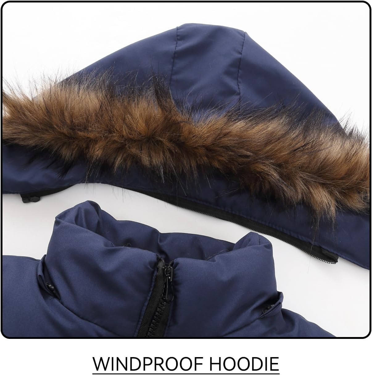 Boy Winter Fleece Coat Puffer Jacket with Faux Fur Hood Long Outwear Kid Clothes - Image 3