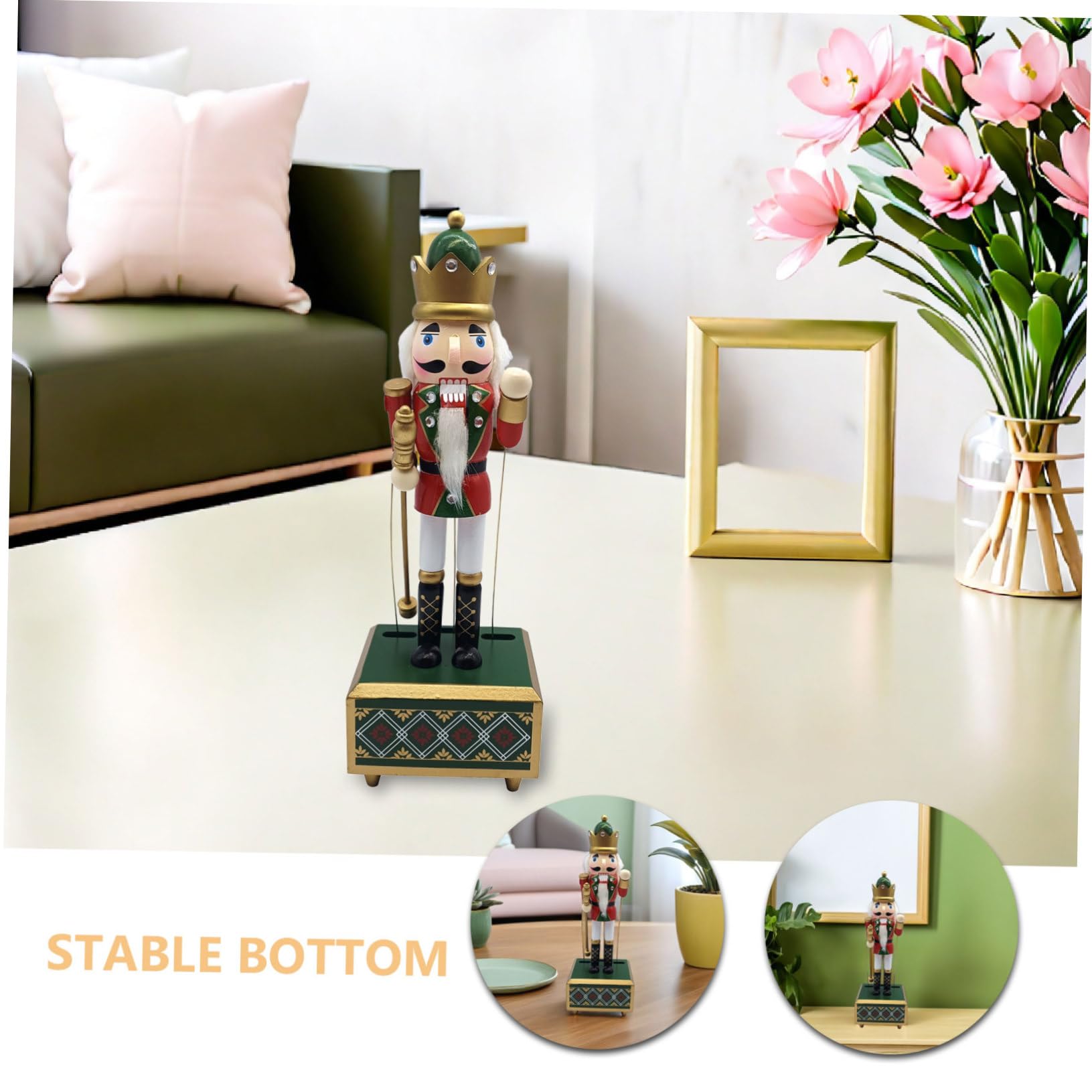TOYANDONA Legno Schiaccianoci Carillon Statuina Musicale per Feste Natalizie Decorazione Festiva Carica senza Batterie Simbolo Tradizionale di Pace per Casa e Ufficio