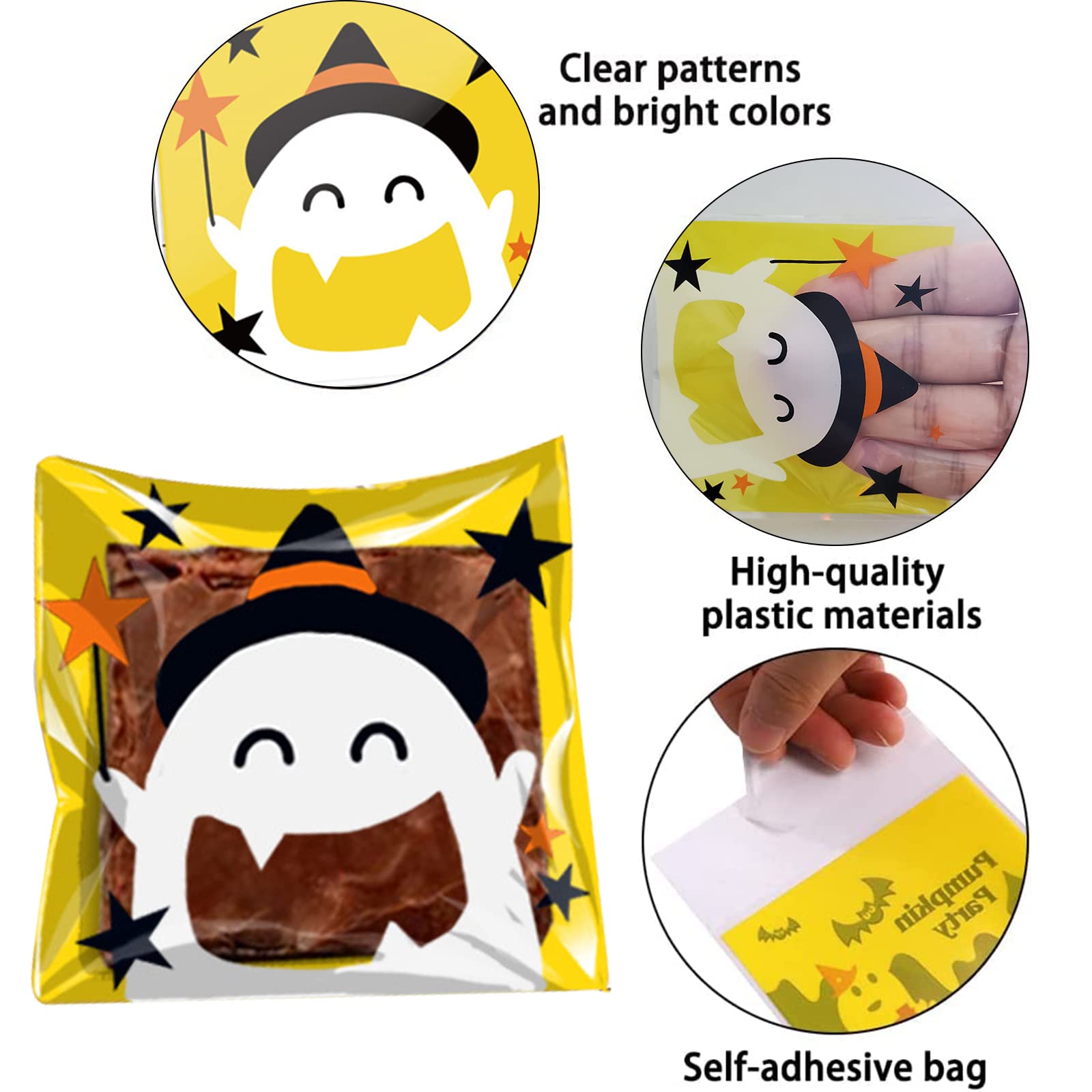 160 Pcs Halloween Cellophane Treat Bags - Self Adhesive Candy & Cookie Bags For Party Favors