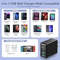 Vista 6 de Costyle - Cargador de pared USB C multipuerto, bloque de carga rápida de 40 W, 4 puertos, doble PD y QC, enchufe de pared doble tipo C, caja
