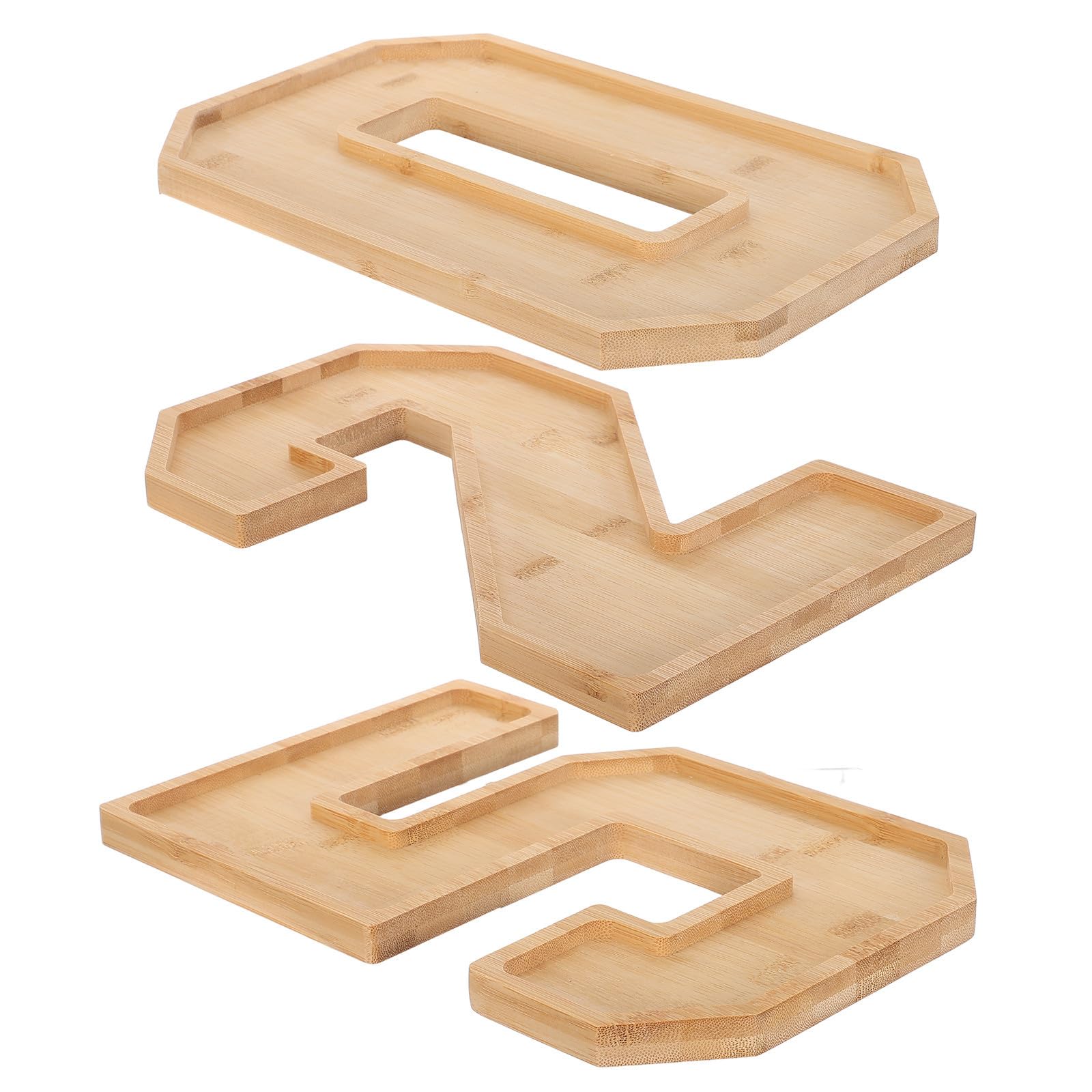 Plateau Alimentaire en Bois Carré Chiffres à Remplir, Compartiments Multiples, Surface Facile à Nettoyer, Empilable, pour Décoration de Table Anniversaire