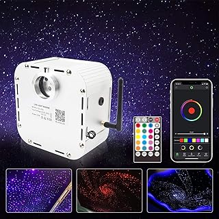 CHINLY Bluetooth 32W RGBW Twinkle LED Fiber Optic Light, Star Ceiling Music Mode APP/Remote Full-Size Car/Room 1000pcs 16.4ft 0.75mm +10 Crystals