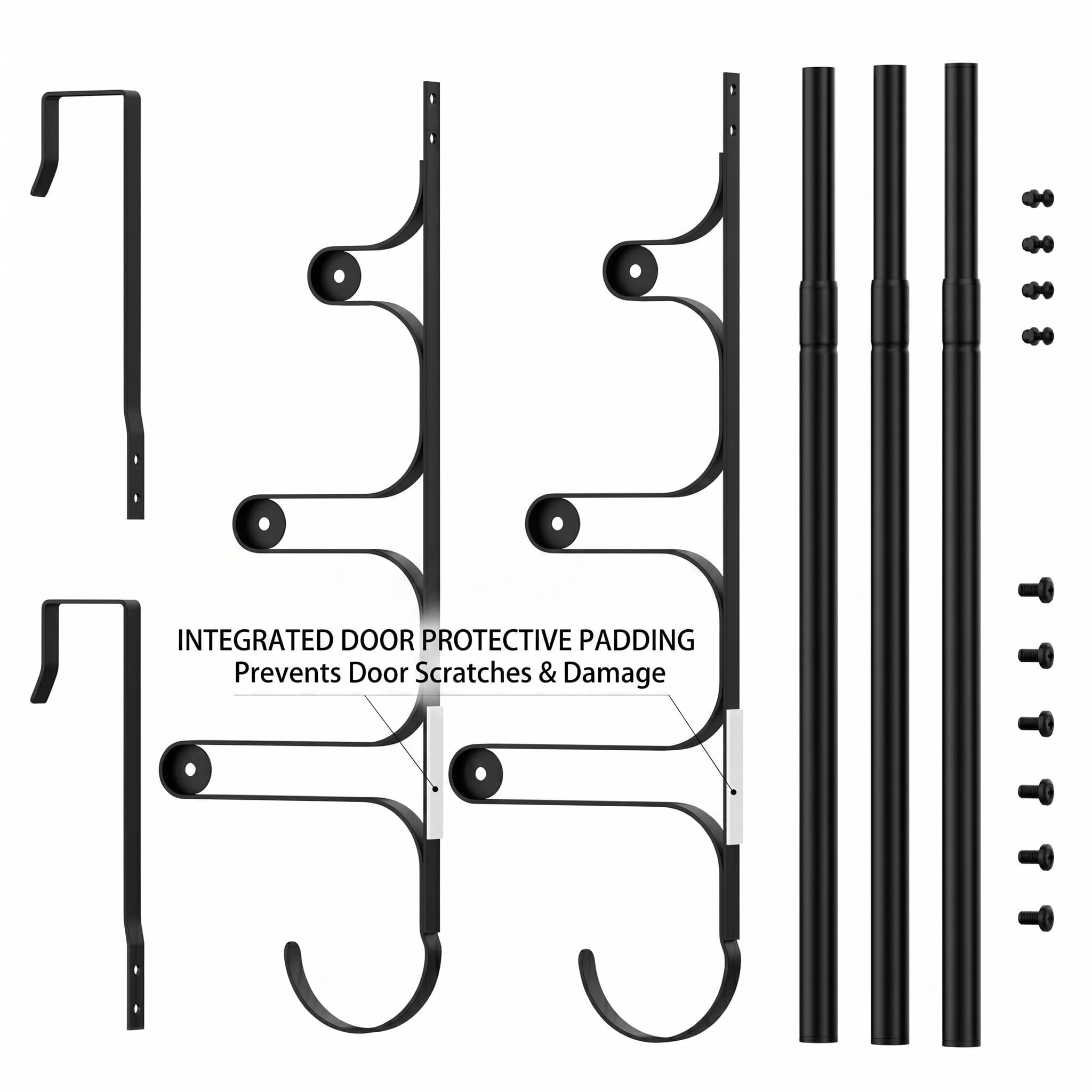 CANYAVE Handtuchhalter über der Tür, Handtuchhalter für Badezimmertür, dreifacher Handtuchhalter mit Haken (mattschwarz, 44 cm L)