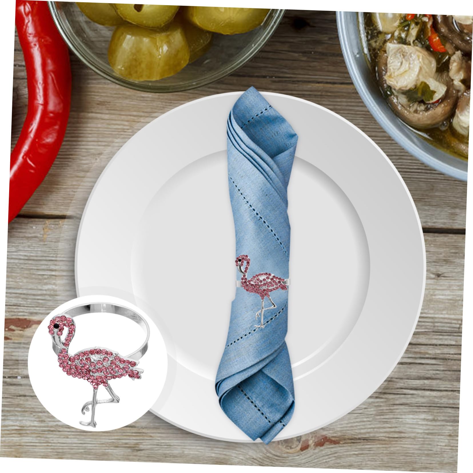 3 Ensembles Anneaux De Serviette Forme De Flamant De Décorations Élégantes pour Table Hawaïenne Accessoire De Chic pour Dîner Événements Spéciaux 4 Pièces * 3