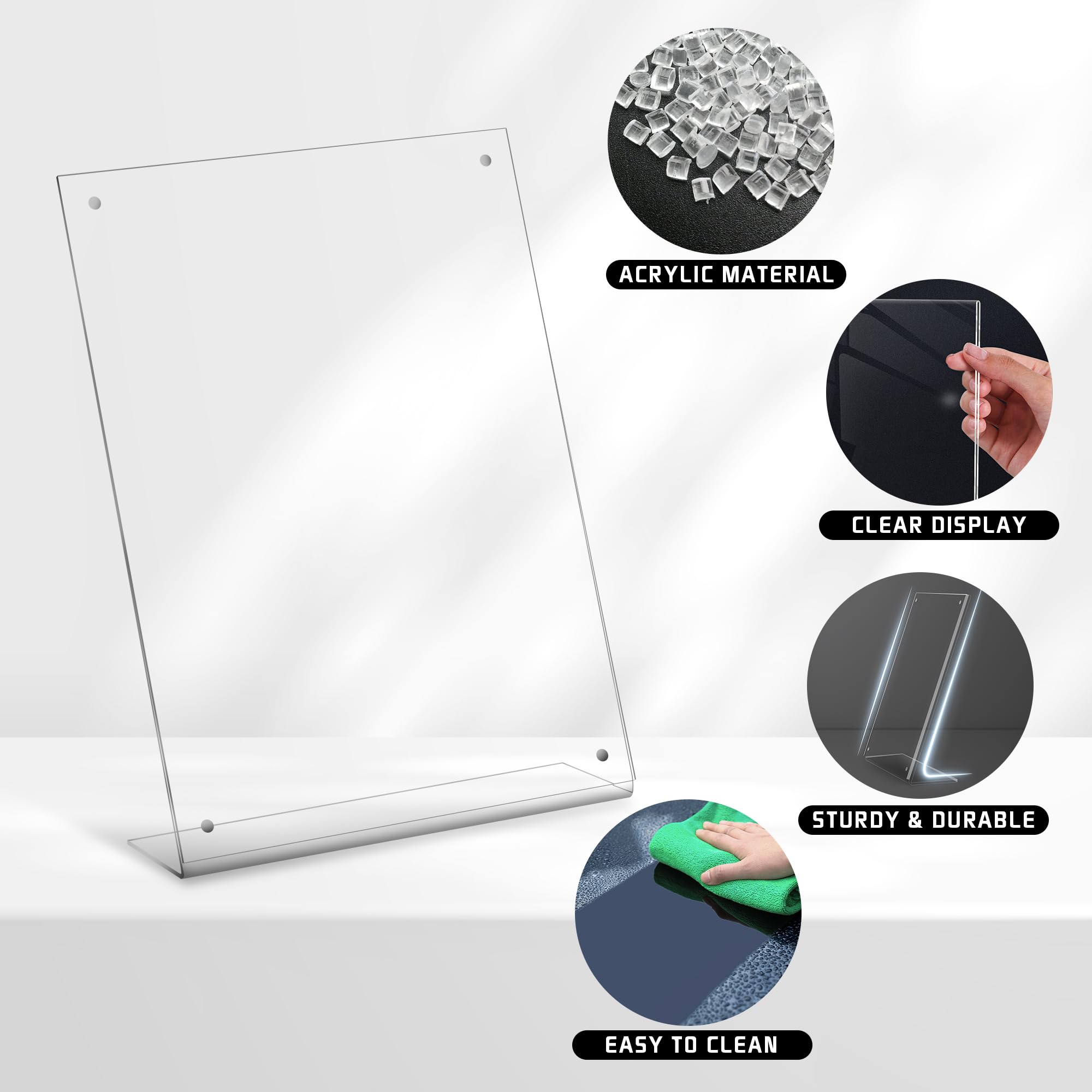 3 Packs Acrylic Sign Holder 6 X 8.5 Standing, L-Shape Magnetic 6 X 8 1/2 Clear Menu Holder, Table Display Stand Of Slant Back And Acrylic Frame For Store, Wedding, Restaurant, Hotel - View #6