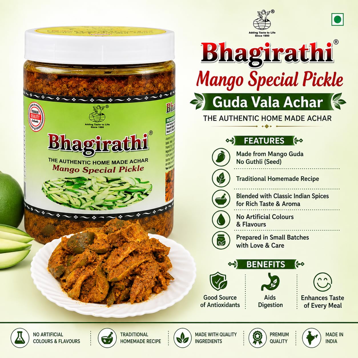 Bhagirathi Mango Special Pickle 500g Fleshy Aam Guda Wala Achar Fleshy & Juicy Cut Mangoes in Traditional Spice Blend 100% Homemade Style Zero Additives 2