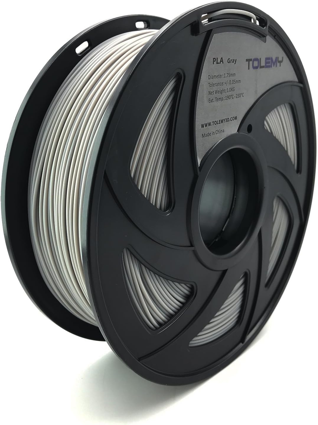 TOLEMY Gray PLA 3D Printer filament,1 kg spool,3D printing filament +/- 0.05mm