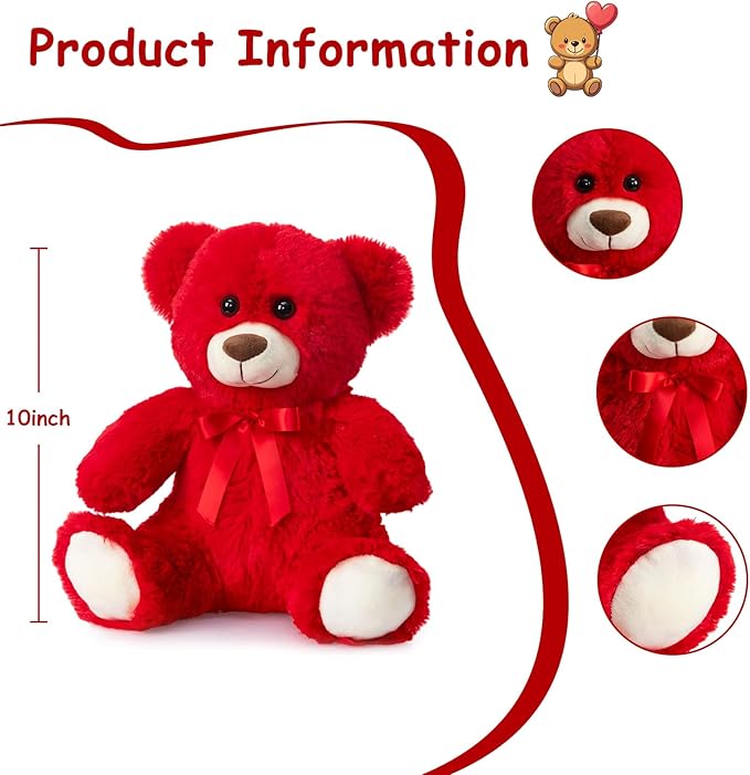 Peluche Oso Teddy Rojo 25 cm HollyHOME miniatura 3