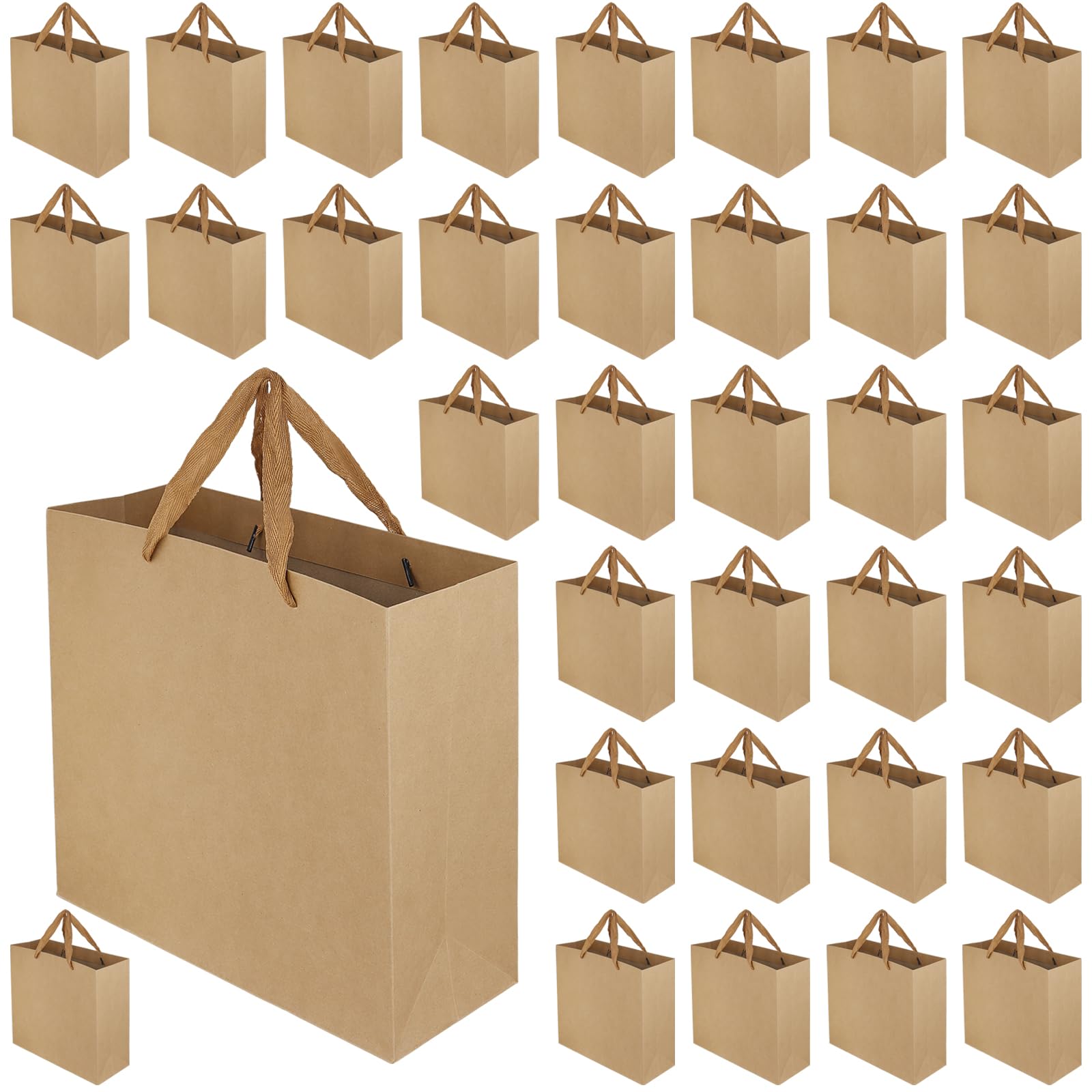 MOUYAT 40 sacchetti regalo di carta marrone, 32 x 11,5 x 28 cm, sacchetti di carta kraft con manici per matrimoni, feste, shopping, celebrazioni