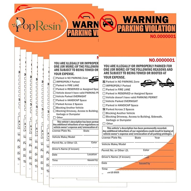 Livro de Avisos de Infração de Estacionamento Numerados, Perfurados e Sem Carbono, Laranja, 50 unidades Pop Resin