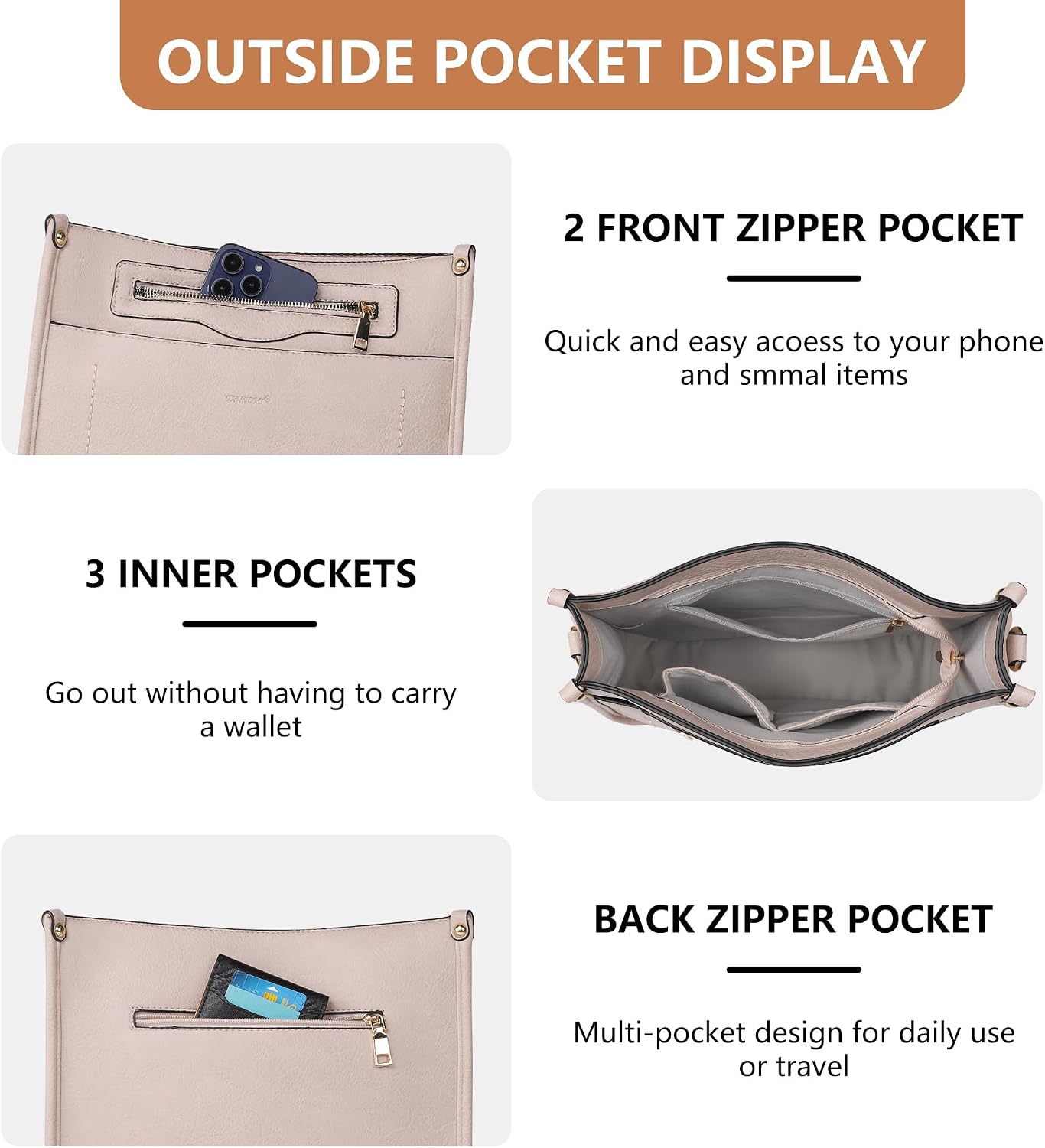 TANTOMI Vegan Leather Crossbody Bags for Women Hobo Travel Purse Multi-Pocket Trendy Handbags & Womens Crossbody Bag