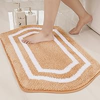 Vista 8 de COSY HOMEER Alfombras de baño extragruesas, antideslizantes, felpa suave, 100% poliéster fuerte, absorbente de agua para sala de estar, baño, Beige
