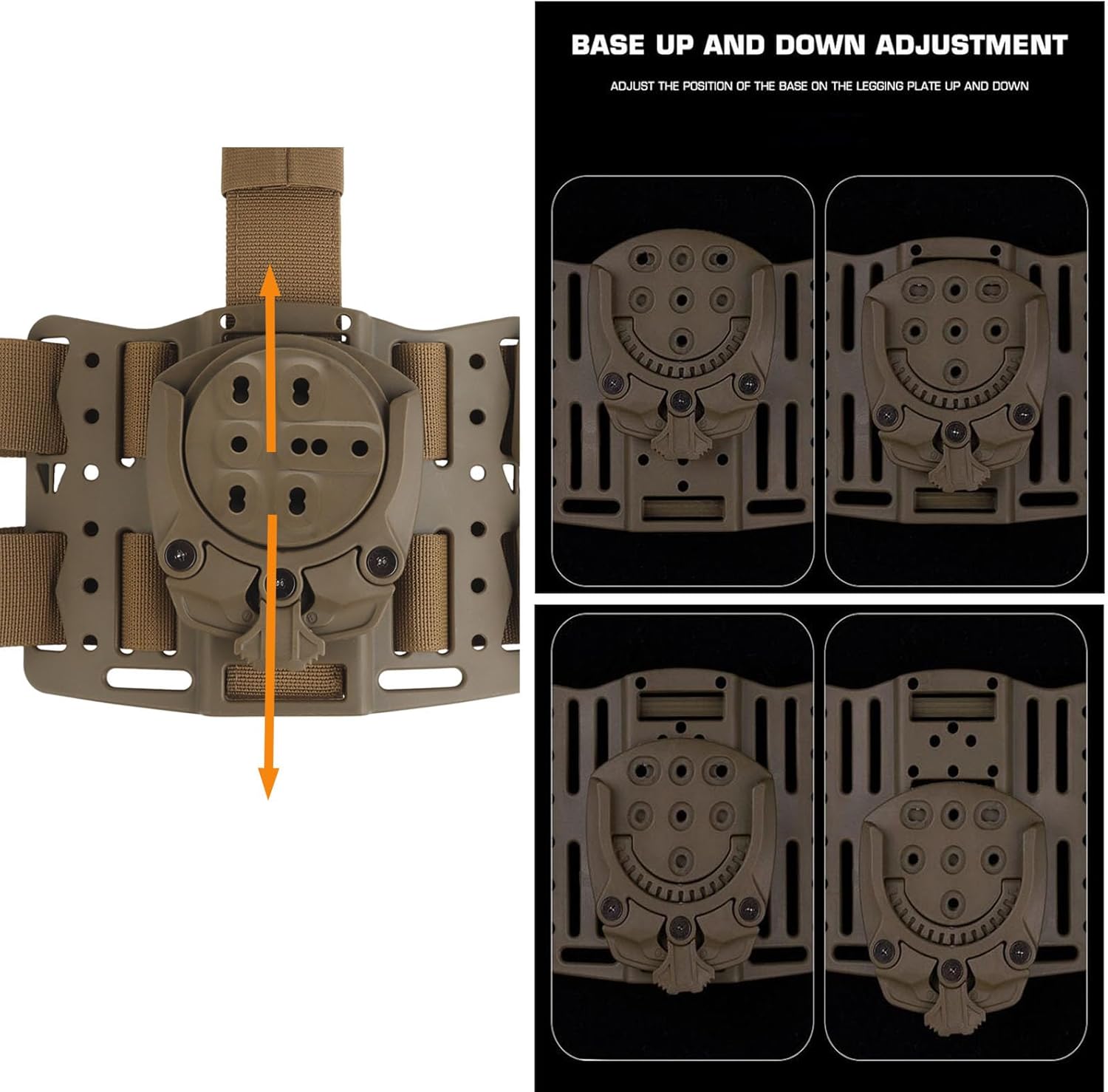 Drop Leg Platform 360 °Rotation Holster Platform Adapter Receiver Mounts with Adjustable Thigh Straps for Holsters and Magazine Pouches