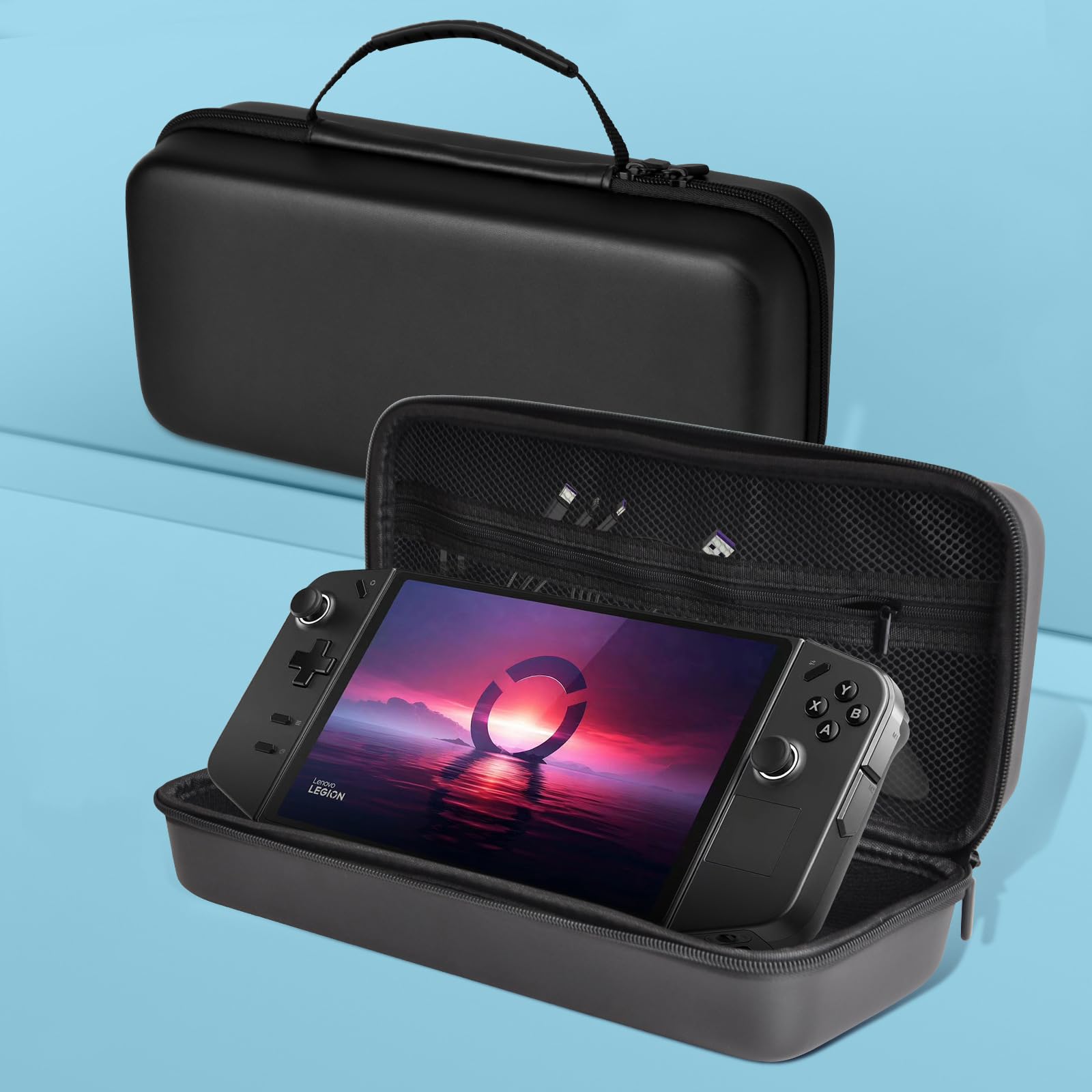 Hzycwgone Carrying Case Bag for Lenovo Legion Go Handheld Gaming Console,Portable Legion Go Stand EVA Hard Shell Cover with Extra Room for Cable,Charger & Cards(Black) - Image 3