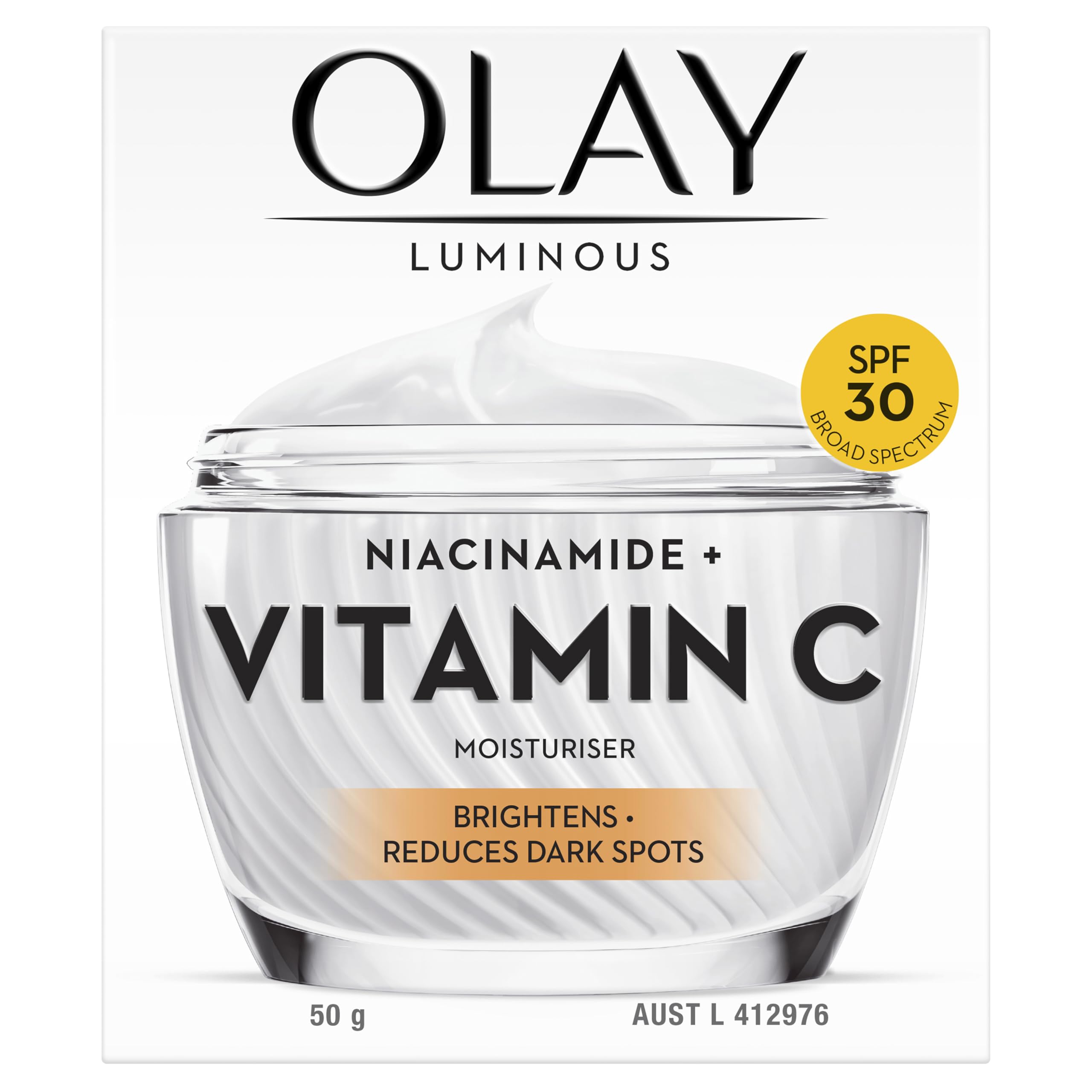 Olay Luminous Niacinamide + Vitamin C SPF 30 Brightening Moisturiser, 50 g