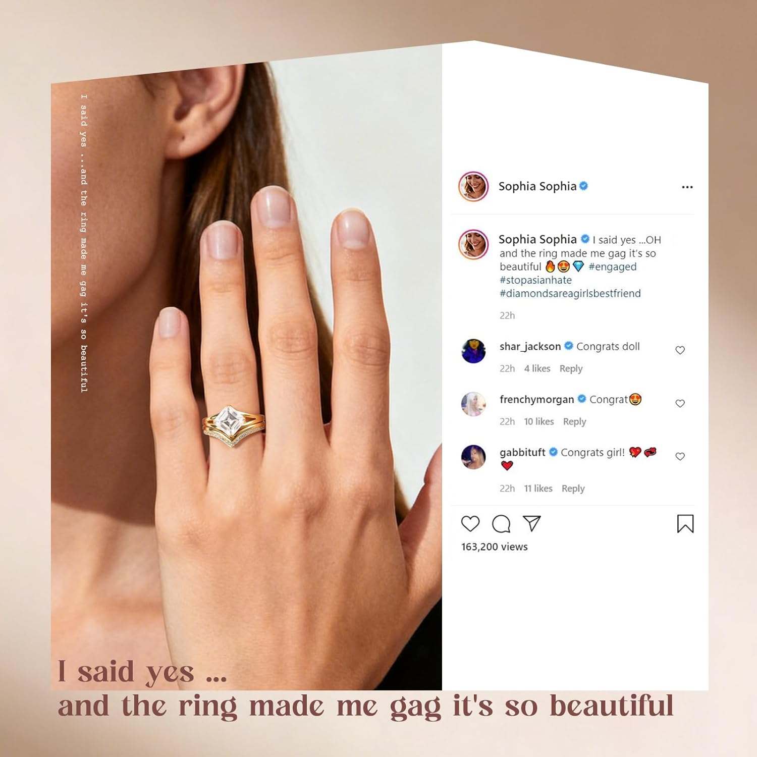 3CT Asscher Cut Moissanite Engagement Ring Set for Women, Split Shank Design 14K Gold Plated 925 Sterling Silver Wedding Ring, D Color VVS1 Gold Moissanite Wedding Set Promise Gift, Size 5-10 - Image 3