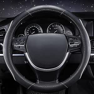 JUZELY Coprivolante Auto per Peugeot 207, Coprivolante in Pelle Microfibra Traspirante e Antiscivolo, Durevole Copri sterzo Auto Accessori Auto