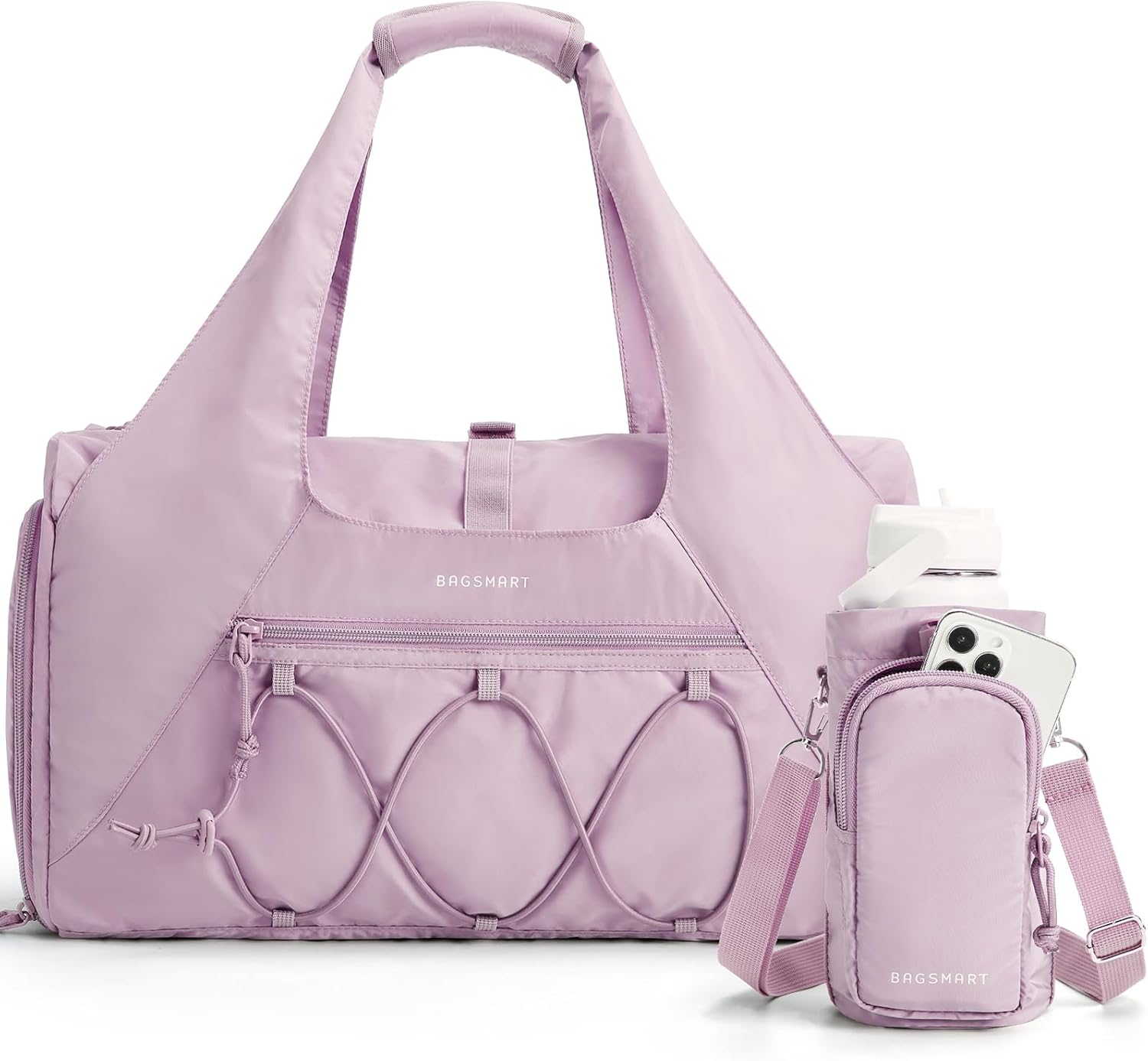BAGSMART Gym Bag for Women, Lightweight Duffel Bag with Shoe Compartment, Weekender Bags with Wet Pocket, Workout Yoga Tote Bag for Women, Purple