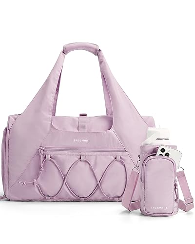 BAGSMART Gym Bag for Women, Lightweight Duffel Bag with Shoe Compartment, Weekender Bags with Wet Pocket, Workout Yoga Tote Bag for Women, Purple - Purple