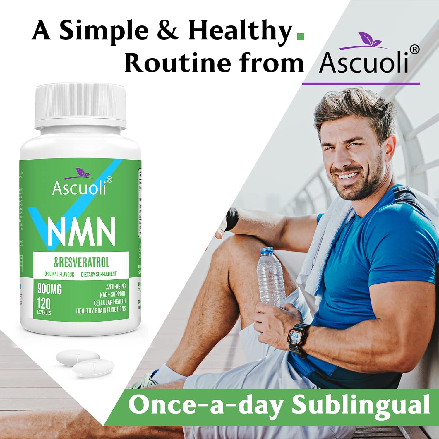 Sublingual NMN 500mg + Trans-Resveratrol 400mg, 3-in-1 Advanced Formula 99% Pure NMN Resveratrol Supplement for Boost* NAD, Cell, Immune, Energy & Muscle, Anti-Aging, 120 Lozenges (120-Day Supply) - Image 8