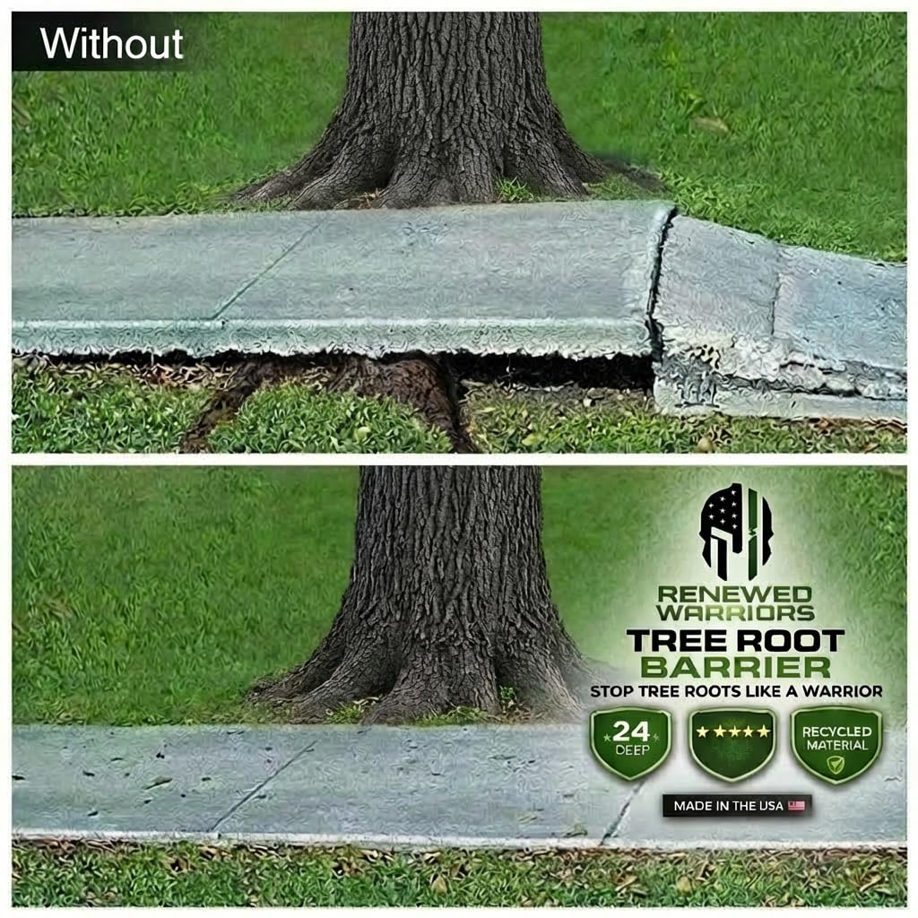 Tree Root Barrier Roll, HDPE Plastic Root Barrier Shield for Trees Aspens Invasive Roots, Puncture Resistant Easy Install Landscape Barrier for Yard Garden 18inx15Ft - 62.5mil