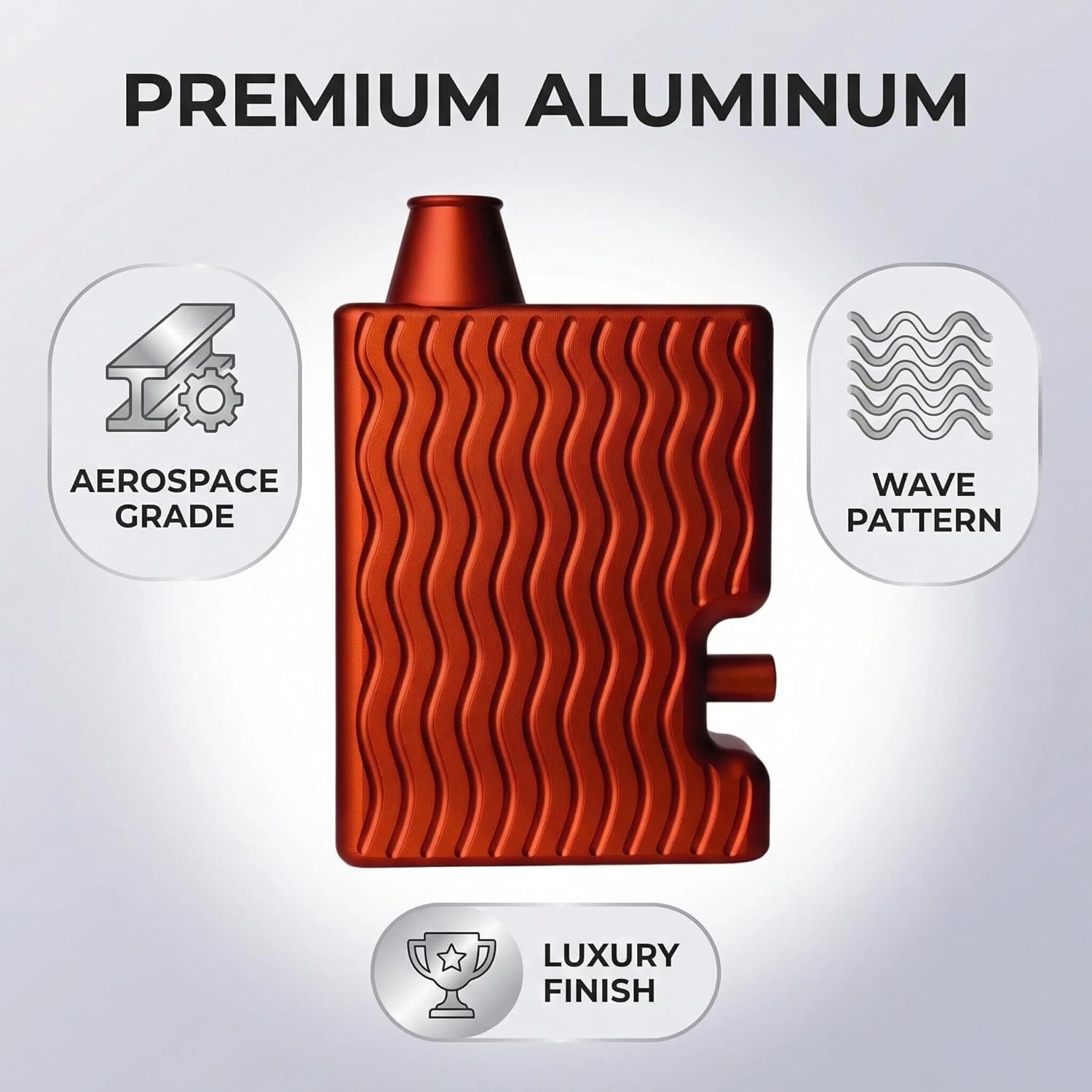 Pepper Shaker Powder Dispenser | Aviation-Grade Aluminum Alloy | One-Button Operation | Magnetic Loading Door | Leak-Proof Discreet Wave-Textured Design | Pocket-Sized (Matte Orange)