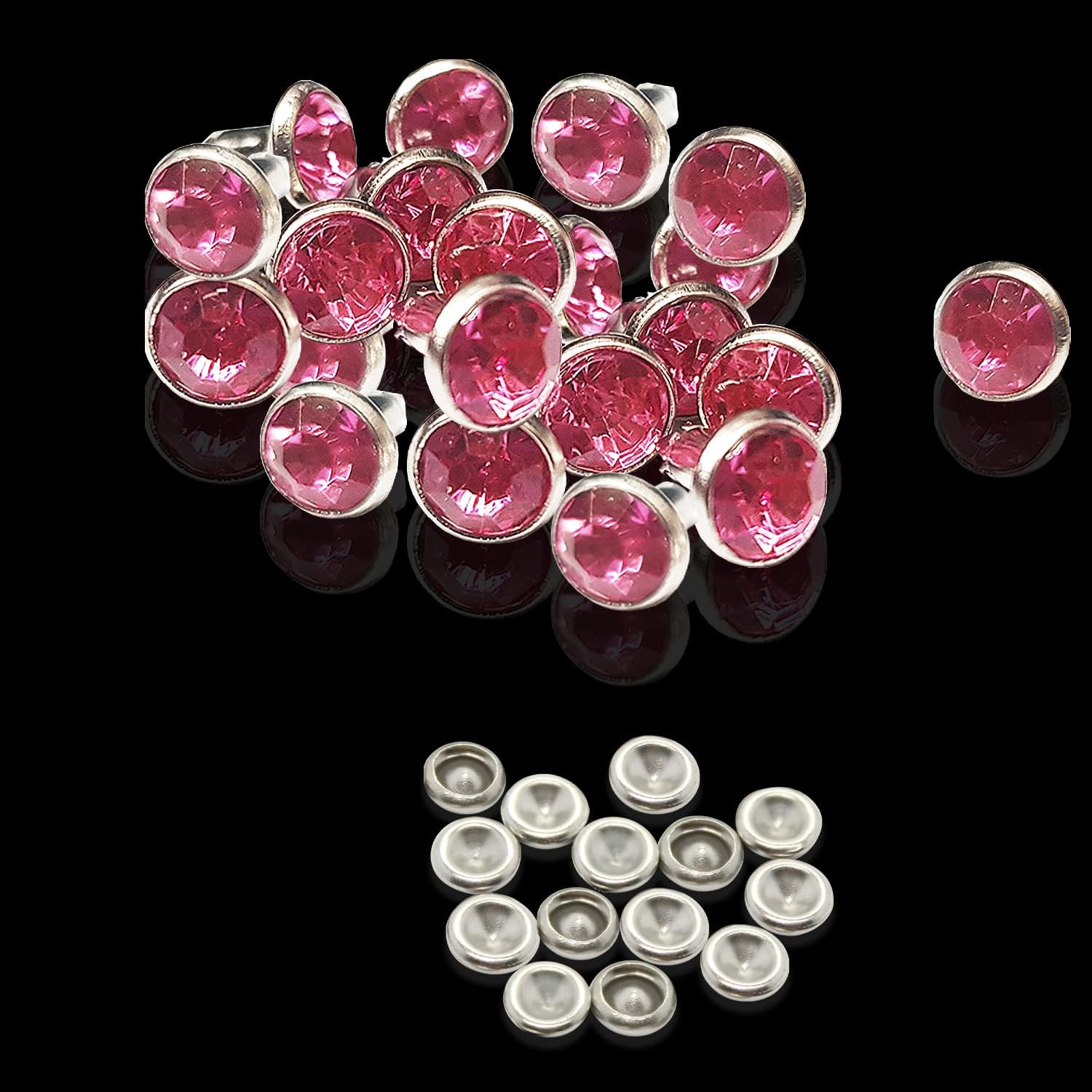 Trimming Shop 7mm Light Pink Crystal Rivets, Diamante Acrylic Rhinestone Studs for DIY Leathercrafts Clothing Decoration