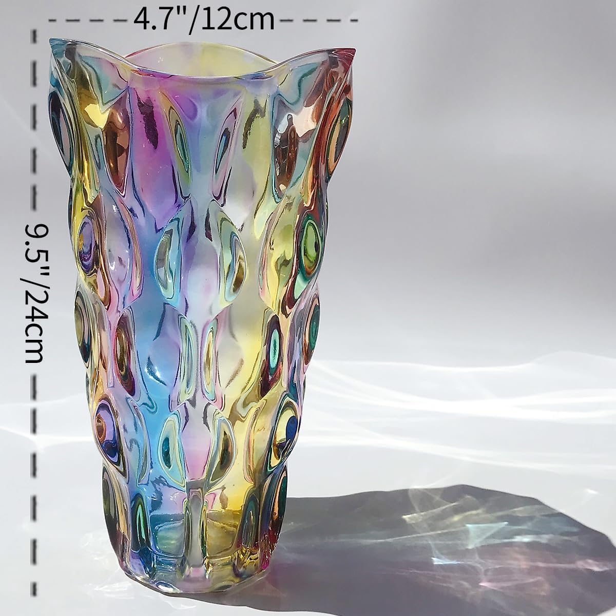 Unbreakable Flower Glass Vase 3.5lb 9.5inch Sparkle vase Bohemian Style, for Centerpieces,Kitchen,Office, Living Room,Wedding,Perfect Home Decor Glass Vase (Sparkle Color) - Image 3