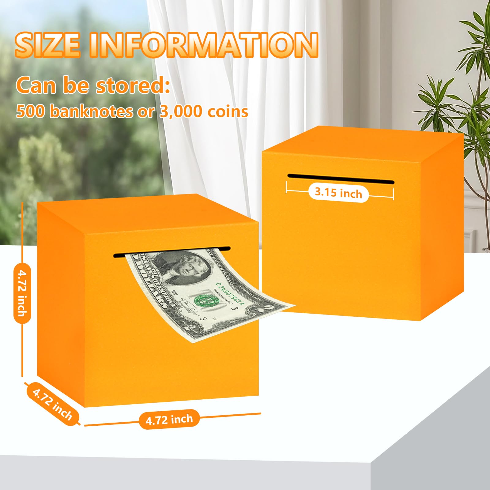 Cargooy Adult Piggy Bank Money Safe for Adults Must Break to Open Piggy Bank-Stainless Steel Saving Box for Cash, DIY Sticker,Unbreakable Metal Safe Box for Everyone(4.72 inch) (Orange)