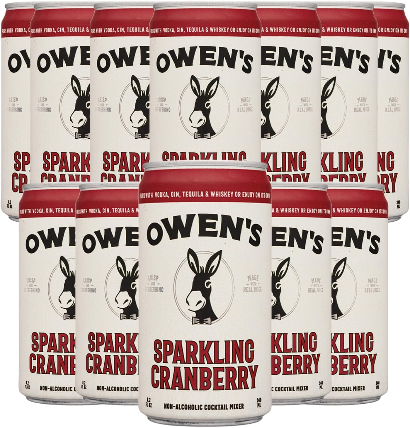 Owen’s Craft Mixers | Sparkling Cranberry 4 Pack | Handcrafted in the USA with Premium Ingredients | Vegan & Gluten-Free Soda Mocktail and Cocktail Mixer