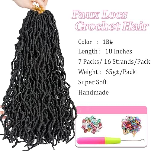 Vista 2 de Umylar Rastas de pelo sintético de ganchillo de 18 pulgadas, 7 paquetes de 7 paquetes de extensiones de cabello sintético de ganchillo para mujeres