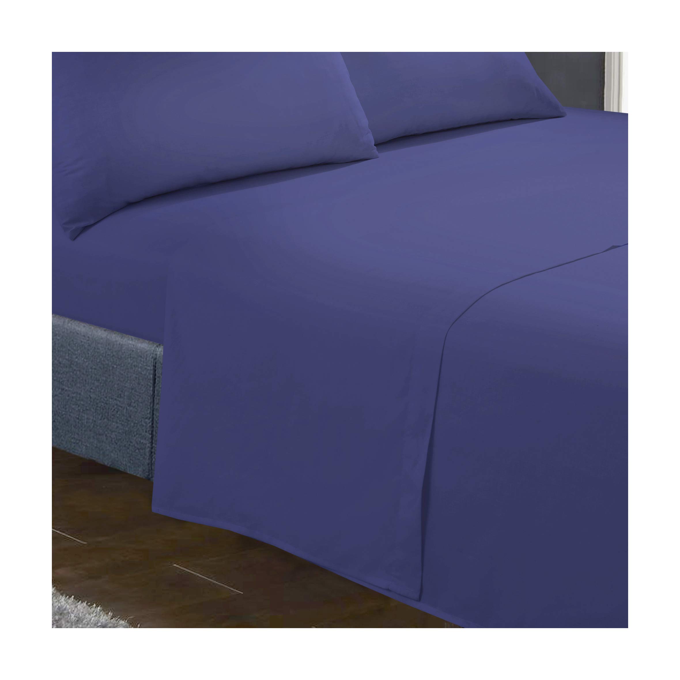Shaws Direct Bed Linen/Easy Care Polycotton Flat Sheet (King Size, French Blue)