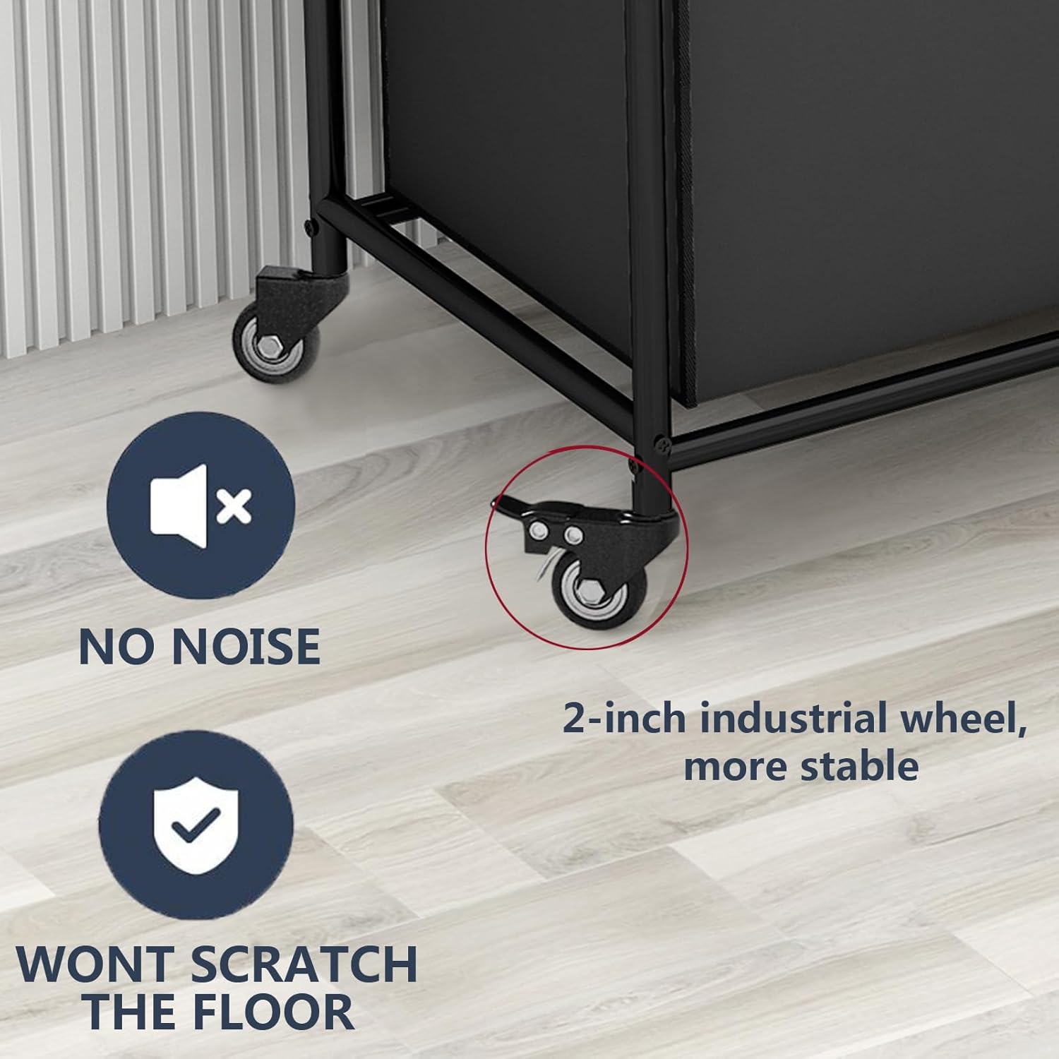 Black Iron 3-Bag Laundry Sorter with Wheels and Storage Shelf