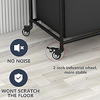 Vista 6 de Clasificador de ropa sucia de 4 secciones con ruedas enrollables resistentes y bloqueables, bolsas extraíbles, separador de cestas