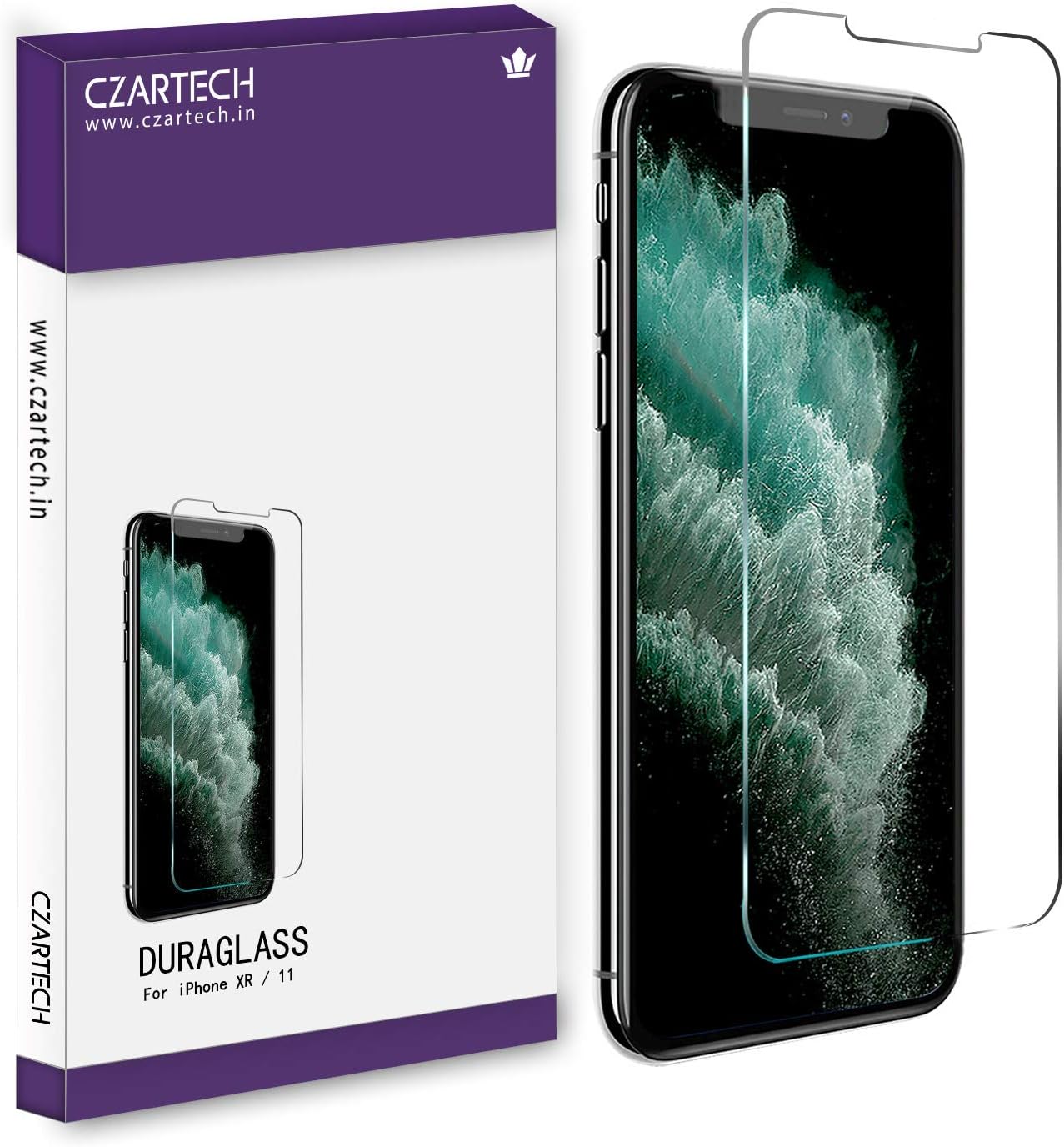 CZARTECH Tempered Glass for iPhone XR/11 Screen Protector with Easy Installation Kit (Pack of 2)