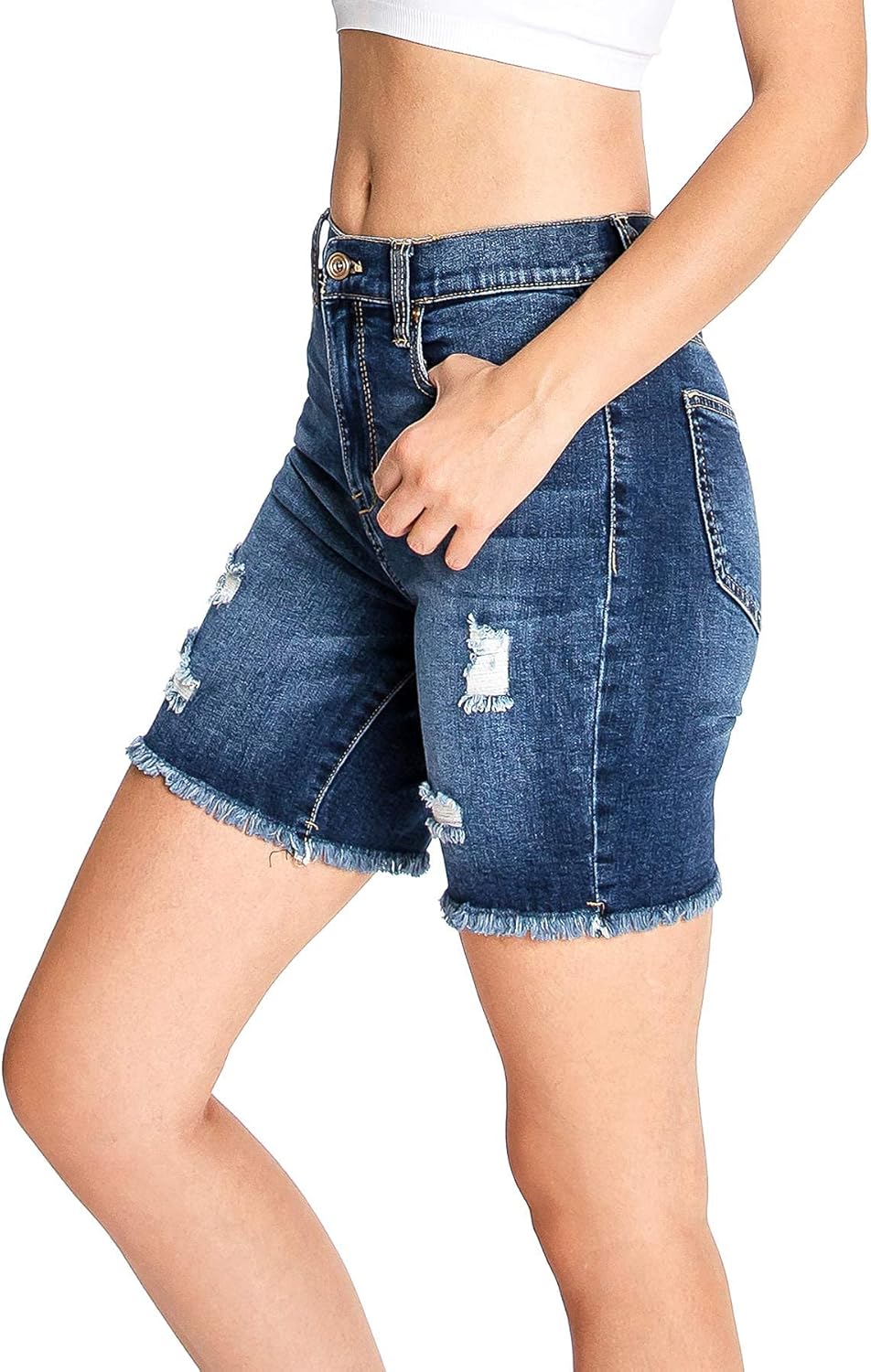 High-Rise Cutoff Bermuda Shorts by Celebrity Pink Jean - Image 2