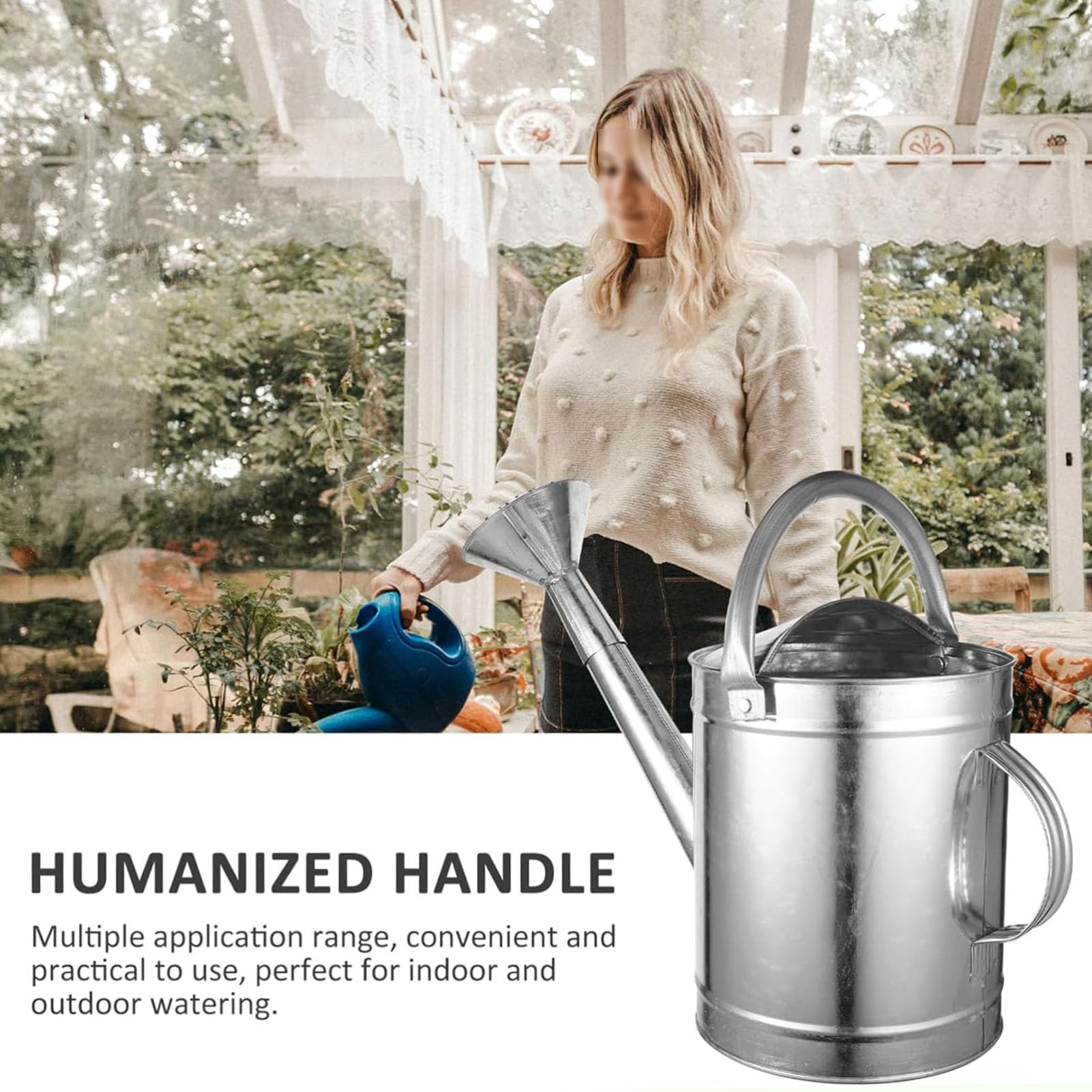Metall Gießkanne Aus Edelstahl Mit Brauseaufsatz Für Garten Balkon Zimmerpflanzen Bewässerungskanne Mit Großer Einfüllöffnung Rostfrei Und Langlebig Ideal,10L